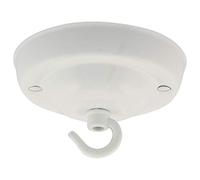 ElekTek 108mm Diameter Ceiling Rose with Hook Metallic Finishes Powder Coated Colours for Pendant Light Fittings and Chandeliers Brilliant White