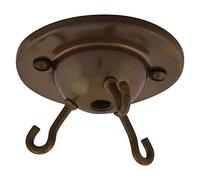 ElekTek Antique Brass 3-Hook Ceiling Rose Plate for DIY Suspended Indoor Hanging Plants, Decorative Inverted 'Fly Catcher' Shades Without Wired Light Fittings