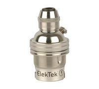 ElekTek B22 BC Bayonet Chrome Plated Brass Cord Grip Ceiling Pendant Unswitched Lamp Light Bulb Holder with Shade Ring - For use with Ceiling Rose and Lighting Flex (7mm Max. Dia.) - Made in UK