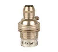 ElekTek B22 BC Bayonet Nickel Plated Brass Cord Grip Ceiling Pendant Unswitched Lamp Light Bulb Holder with Shade Ring - For use with Ceiling Rose and Lighting Flex (7mm Max. Dia.) - Made in UK