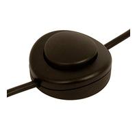 ElekTek Black Lamp Light Push Button In Line Switch, 65mm Diameter, Foot or Hand Operated Press Switch, for 2 or 3 Core Flex