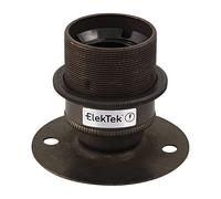 ElekTek Bronze E27 Batten Lamp Bulb Holder with Shade Ring ES Edison Screw - Flat Base fits BESA Conduit Box 50mm/2” Centre Fixings - Made in UK