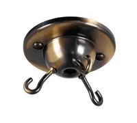 ElekTek Brushed Antique 3-Hook Ceiling Rose Plate for DIY Suspended Indoor Hanging Plants, Decorative Inverted 'Fly Catcher' Shades Without Wired Light Fittings