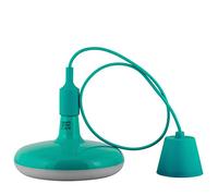 ElekTek Circular LED Lamp Light 220mm Dia 12 Watt with Ceiling Pendant, Rose & 1m Fabric Flex - Turquoise Blue