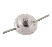 ElekTek Clear Transparent Lamp Light Push Button In Line Switch, 65mm Diameter, Foot or Hand Operated Press Switch, for 2 or 3 Core Flex