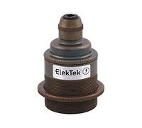 ElekTek Cord Grip ES E27 Pendant Lamp Edison Bulb Holder Threaded Skirt with Shade Ring (Antique Brass)