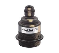 ElekTek Cord Grip ES E27 Pendant Lamp Edison Bulb Holder Threaded Skirt with Shade Ring (Brushed Antique)