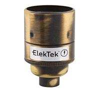 ElekTek ES E27 Lamp Bulb Holder Plain Skirt 1/2 Inch Entry Brushed Antique Brass Ideal for Vintage Filament Bulbs
