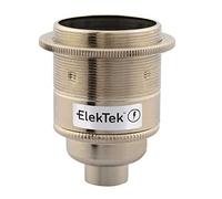 ElekTek ES E27 Lamp Bulb Holder With Shade Ring 10mm Entry Nickel Ideal for Vintage Filament Bulbs