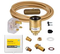 ElekTek Premium Lamp Kit Brass Plain E27 Lamp Holder with Round Gold Flex, In Line Switch and 3A UK Plug