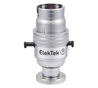 ElekTek Safety Switched Lamp Bulb Holder B22 BC Bayonet Cap Shade Ring, Chrome, CNC Back Plate Mount Cover & Screws Made in UK - Child Safe Switch Push Bar locks OFF & cuts power if no bulb fitted