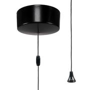 ElekTek Satin Black (powder coated) Metal Cover Bathroom Ceiling Light Pull Cord String Switch Bathroom Accessory - includes wiring instructions, 6 Amp 1-way or 2-way operation