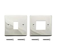 ElekTek Twin Pack Chrome Plated Single & Double Modern Light Switch Polished Metal Cover Plate Conversion - No Wiring or Switch Removal Necessary