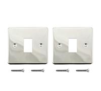 ElekTek Twin Pack Chrome Plated Single Light Switch Polished Metal Cover Plate Conversion - No Wiring or Switch Removal Necessary - New Screws Included