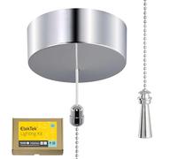 ElekTek UK Safety Approved Chrome Bathroom Light Pull Switch Kit, Lighthouse Fob Handle & Extension Chain, EN 60669-1 & CE Mark, Earth Terminal, 6A 250V, 1 or 2 Way use, Full Wiring Instructions