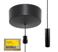 ElekTek UK Safety Approved Matt Black Bathroom Light Pull Switch Kit Black Cylinder & Black Cord, EN 60669-1 & CE Mark, Earth Terminal, 6A 250V, 1 or 2 Way use, Full Wiring Instructions