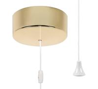ElekTek UK Safety Approved Polished Brass Bathroom Light Pull Switch EN 60669-1 & CE Mark, Earth Terminal, Ceiling Mounted, White Cord/String, 6A 250V, 1 Way/2 Way Use, Full Wiring Instructions