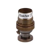 ElekTek Unswitched Lamp Holder B22 BC Bayonet Cap & Shade Ring with Solid Brass CNC Back Plate Mount, Cover and Screws - Made in UK - Antique Brass