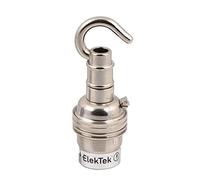 ElekTek Unswitched Lamp Holder B22 BC Bayonet Cap & Shade Ring with Solid Cast Brass Hook for Ceiling, Bracket or Chain Suspension - Made in UK - Nickel