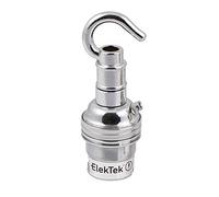 ElekTek Unswitched Lamp Holder B22 BC Bayonet Cap & Shade Ring with Solid Cast Brass Hook for Ceiling, Bracket or Chain Suspension - Made in UK - Chrome