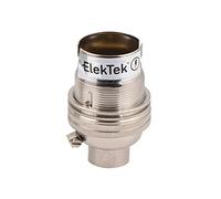 ElekTek Unswitched Lamp Holder B22 BC Bayonet Cap with Shade Ring 10mm/M10 x1 Threaded Bottom Entry - Made in UK - Nickel