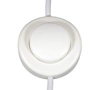 ElekTek White Lamp Light Push Button In Line Switch, 65mm Diameter, Foot or Hand Operated Press Switch, for 2 or 3 Core Flex