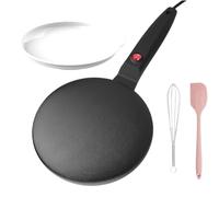 Elektrischer Pfannkuchenbereiter - Instant Crêpe Maker Antihaft 7.8 Zoll 600W | Grillplatte Elektrische Crepes Automatische Temperaturregelung 110 V 220 V | Schüssel Schneebesen Schaufel Inklusiv