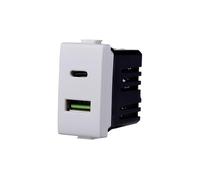 Elektronova Dual USB 2-in-1 Type-A + Type-C Charging Port Compatible Bticino Matix 5VDC 3.1A Colour White - Pack of 1