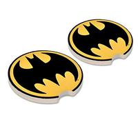 Elektroplate Batman Logo Bat Symbol Automotive Ceramic Coasters Set of 2 | Officially Licensed DC Comics Superhero, Durable Non-Slip Absorbent Stone, Universal Fit (2.6") for Cars, Trucks, SUVs & More
