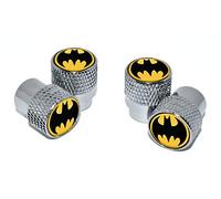 Elektroplate Batman Valve Stem Cap Universal Bright Chrome Knurling 4-Pack | Officially Licensed DC Comics, Custom Molded Aluminum, Fits 8 mm Tire Valve for all Vehicles, Vibrant Domed Graphics