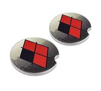 Elektroplate Harley Quinn Diamond Logo Automotive Ceramic Coasters Set of 2 | Officially Licensed DC Comics Villain, Durable Non-Slip Absorbent Stone, Universal Fit (2.6") for Cars, Trucks, SUVs & More