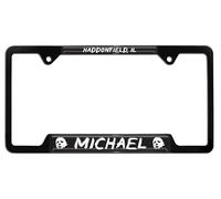 Elektroplate - Michael Myers Haddonfield Horror License Plate Frame Officially Licensed Halloween Michael Myers Haddonfield Black Open Corners License Plate Frame for Cars SUV