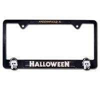 Elektroplate - Michael Myers Haddonfield Shiny Black Metal 3D License Plate Frame High Quality Horror Car Tag Holder Metal Badge Holder Automotive Accessory Proof
