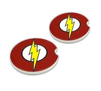 Elektroplate Officially Licensed DC Comics The Flash Automotive Ceramic Coasters (2.6" Diameter) | Universal Fit for Cars, Trucks, SUVs & More | Absorbent Non-Slip Durable | Set of 2