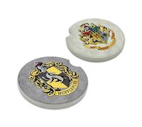 Elektroplate Officially Licensed Harry Potter Hogwarts & Hufflepuff House Automotive Ceramic Coasters (2.6") | Universal Fit for All Cars, Trucks, SUVs & More | Absorbent Non-Slip Durable | Set of 2