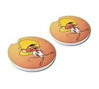 Elektroplate Officially Licensed Looney Tunes Speedy Gonzales Automotive Ceramic Coasters (2.6" Diameter) | Universal Fit for All Cars, Trucks, SUVs, and More | Absorbent Non-Slip Durable | Set of 2