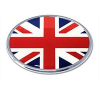 Elektroplate Premium United Kingdom Union Jack Flag Oval All Metal Chrome Emblem for Cars, Trucks, and All Auto | Universal Fit at 3.6" x 2.5" | Weatherproof