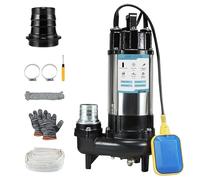 ELELIFE - Dirty Water Grinder Pump 1HP Submersible Pump 110V 6400GPH with Automatic Float Switch Cast Iron NPT Discharge of 2