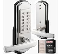 Elemake Left Handed Keyless Door Lock, Mechanical Keypad Door Lock with Handle, Heavy Duty Door Lever Lock Combination Security Digital Code, Stainless Steel 304 (Not Deadbolt)