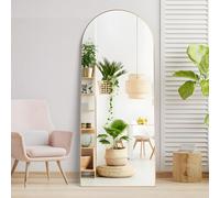 Elemango 165x60cm Arched Floor Full Length Mirror, Full Body Wall Mirror with Aluminum Frame, Arched-Top Full Dressing Mirrors Standing Hanging or Leaning for Bedroom Living Room, Gold