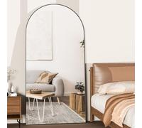 Elemango 193x86cm Arched Floor Full Length Mirror, Full Body Wall Mirror with Aluminum Frame, Arched-Top Full Dressing Mirrors Standing Hanging or Leaning for Bedroom Living Room, Black