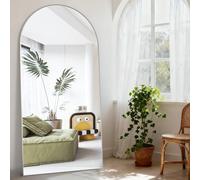 Elemango 193x86cm Arched Floor Mirror Full Length Full Body Wall Mirror with Aluminum Frame, Arched-Top Full Dressing Mirrors Standing Hanging or Leaning, for Bedroom Living Room, Silver