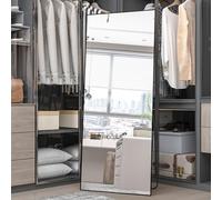 Elemango Full Length Mirror 165x60cm, Black Full Body Floor Mirrors, Rectangle Standing Hanging, with Aluminum Alloy Frame, Wall Mounted, for Dressing Living Room Bedroom