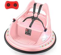 ELEMARA 12V Ride on Bumper Car, Electric Car for Kids with Remote Control, 1.9MPH Max, Bluetooth Ride on Toys with 2-Speed, 2 Driving Mode, 360°Spin, 5 Lighting Mode,DIY Stickers, Car for Kids, Pink