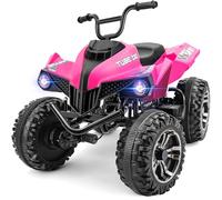 ELEMARA 24V Iron-Frame 2 Seater Ride on ATV for Big Kids,4WD Heavy-Duty ATV for Kids with Bluetooth,4 Wheeler Ride on Car with Realistic Sounds,Spring Suspension,Ultimate Adventure for Boy&Girls,Pink