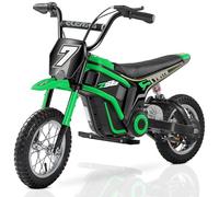 ELEMARA Electric Dirt Bike,24V Electric Cars for Big Kids,15 mph & 150lb Max,250W Chain-Driven Motor Motorbike Ride on Toy W/Tail Lights,Bluetooth,Twist-Grip Throttle & Rear Brake,12" Tires-Lime Green
