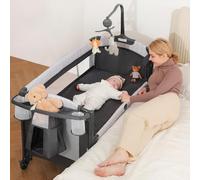 ELEMARA, Metal Oxford Plastic, Grey-bassinet, 50.75" x 26.75" x29.92"