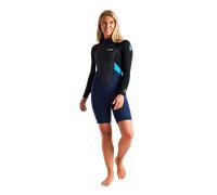 Element 3/2mm Back Zip Spring Wetsuit in Bluestone, Black & Cyan
