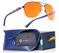 ELEMENT LUX Blue Light Blocking Glasses Amber Lenses - For Better Sleep, Gaming, Eye Strain, Computer, Dark Amber, 57mm