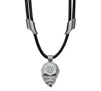 Element of Gods Titan Vegvisir Viking Compass Pendant with Leather Strap in Black, 40 x 26 x 5 mm, Leather, No Gemstone